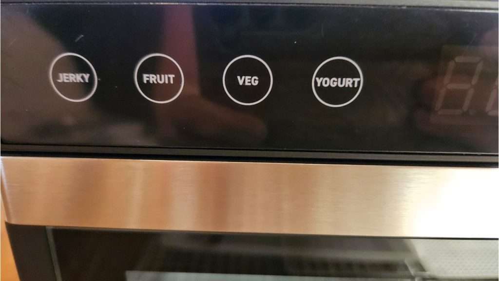 presets on the left side of the Cosori mini dehydrator