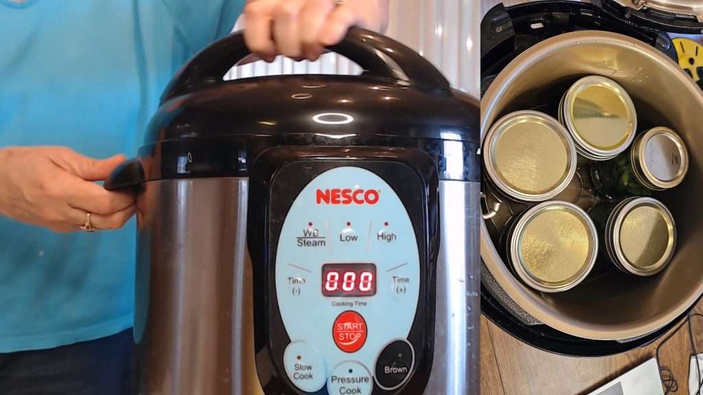 A photo of the jars of green beans in the Nesco canner.
