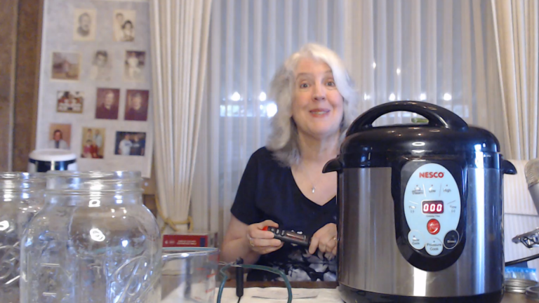 Using a thermometer the first time you heat your water and jars in your Nesco canner can help you determine how long to heat the water to get it to the right temperature.