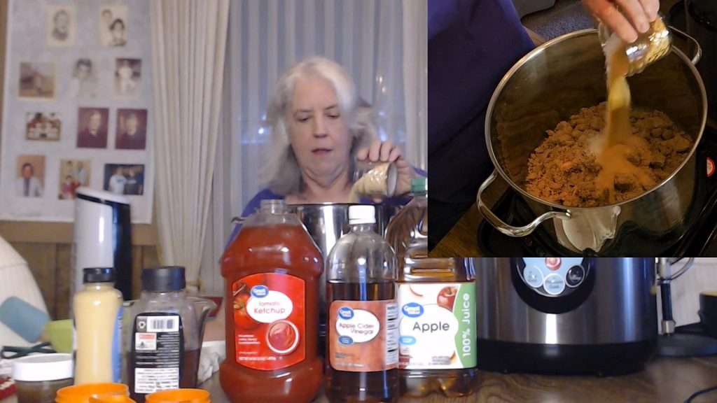 adding spices to brown sugar in a stainless steel pot. The brown sugar adds sweetness, and the spices give this bbq sauce a ton of flavor!