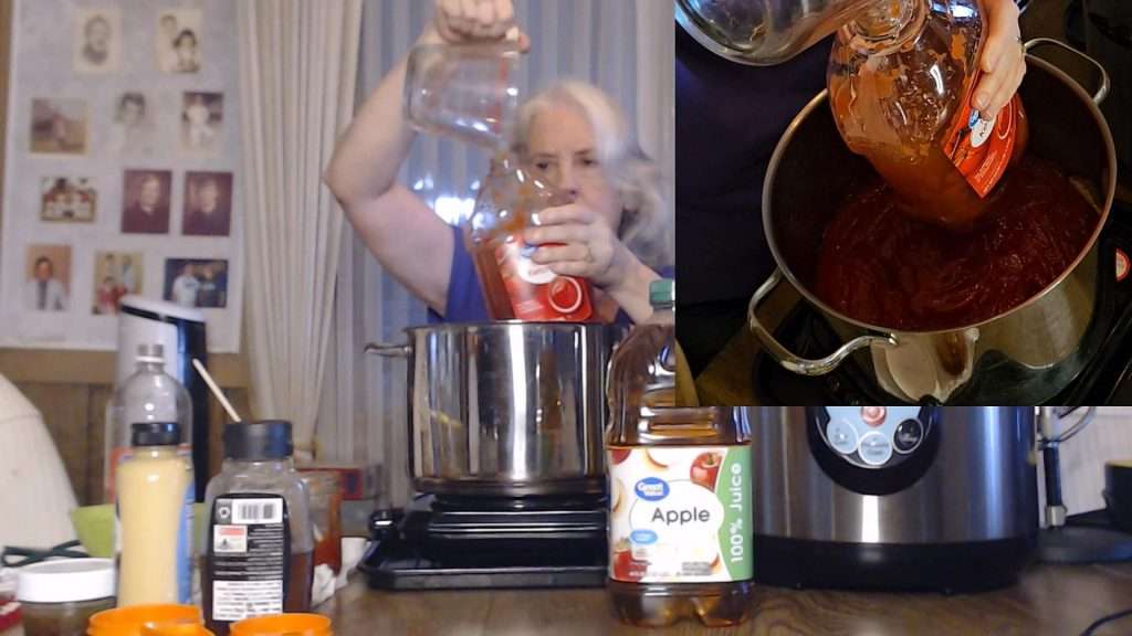 adding liquid to a ketchup bottle.