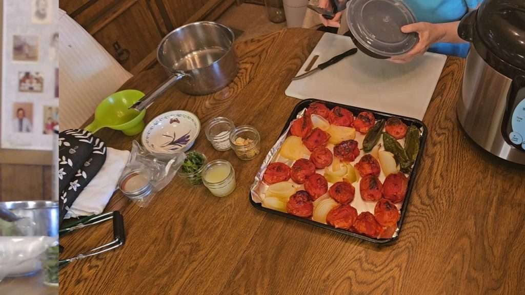roasted tomatoes, onions, and jalapenos are a big part of what add flavor to salsa ranchera.