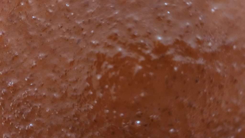 A close up view of the grape fruit leather after it had been in the dehydrator for 3 hours.