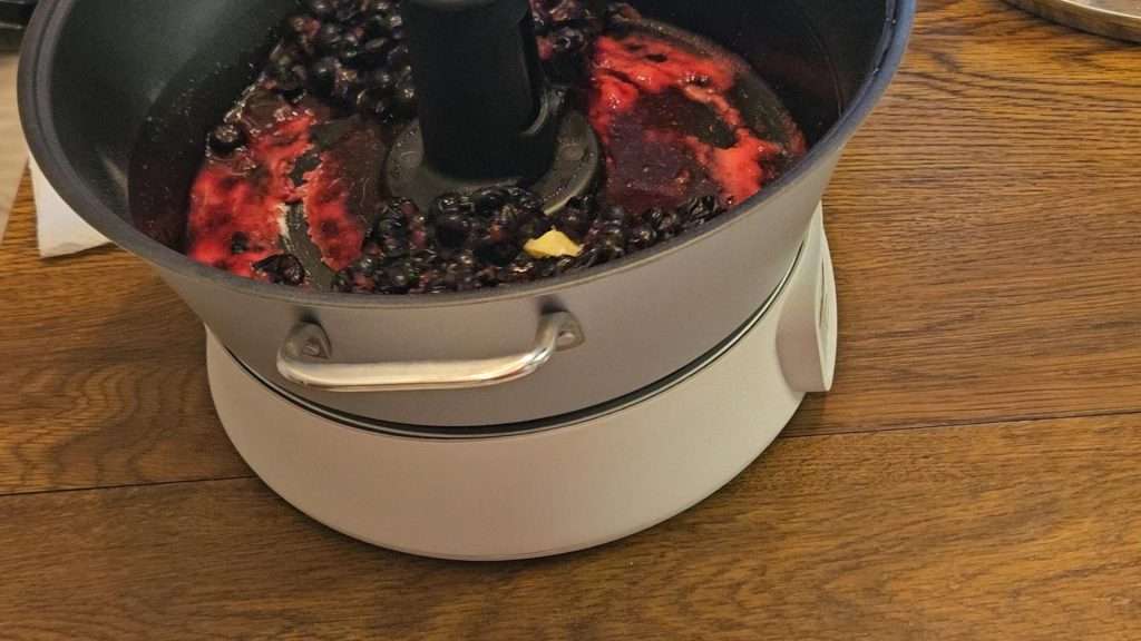 pectin clumping in the bottom of the jam maker.