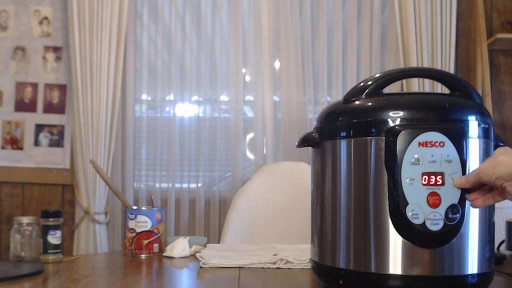 35 minutes displayed on the Nesco canner