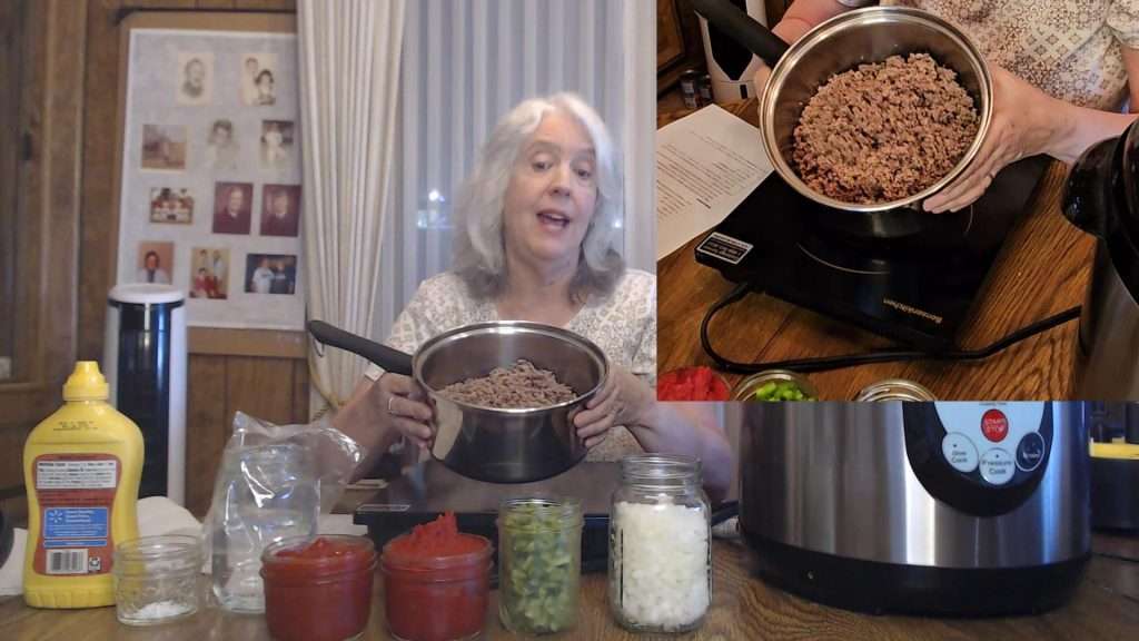 2 pounds of ground beef that has been browned and drained.