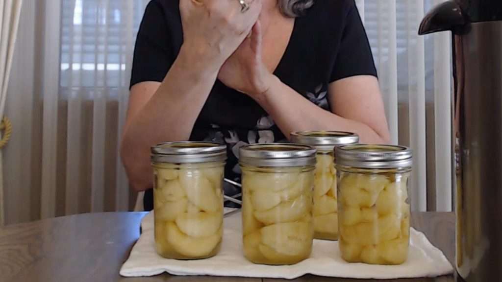 home-canned apples in syrup.