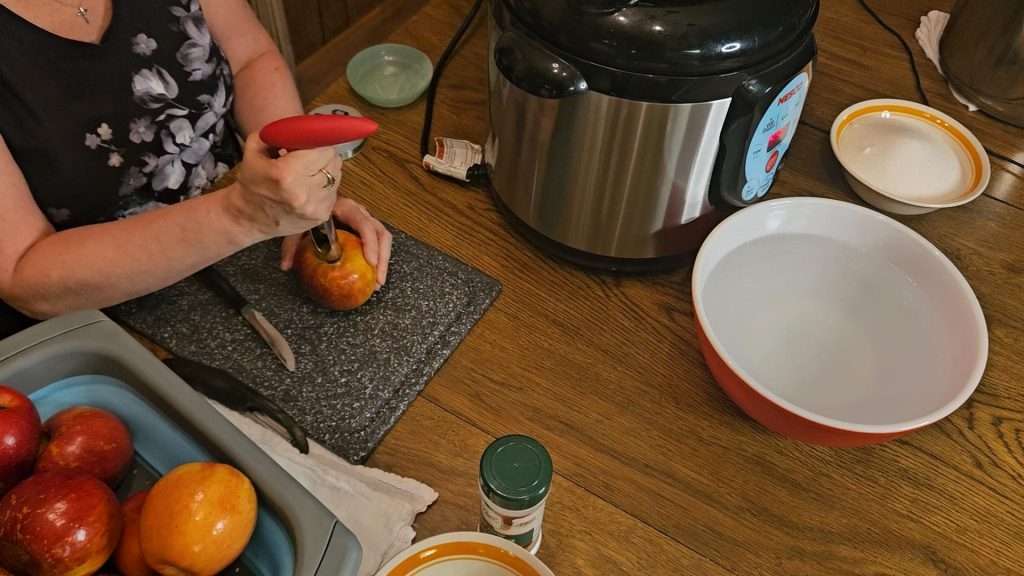 Coring an apple