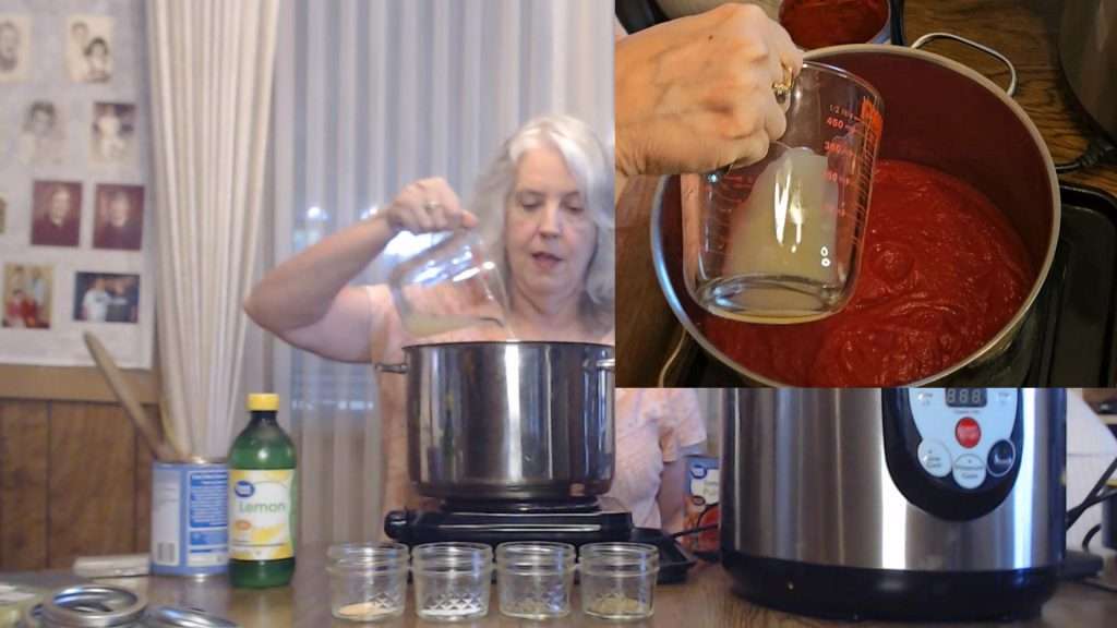 Adding lemon juice to the tomato puree