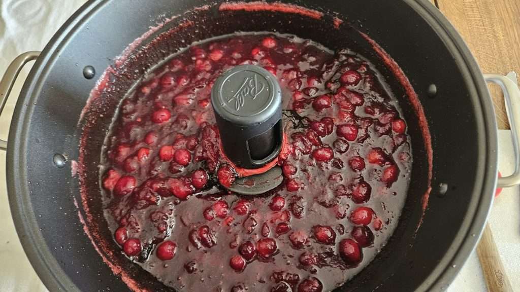 Finished cranberry sauce, ready to go into the canner.