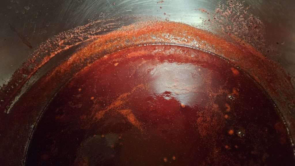 cranberry puree that has cooled.