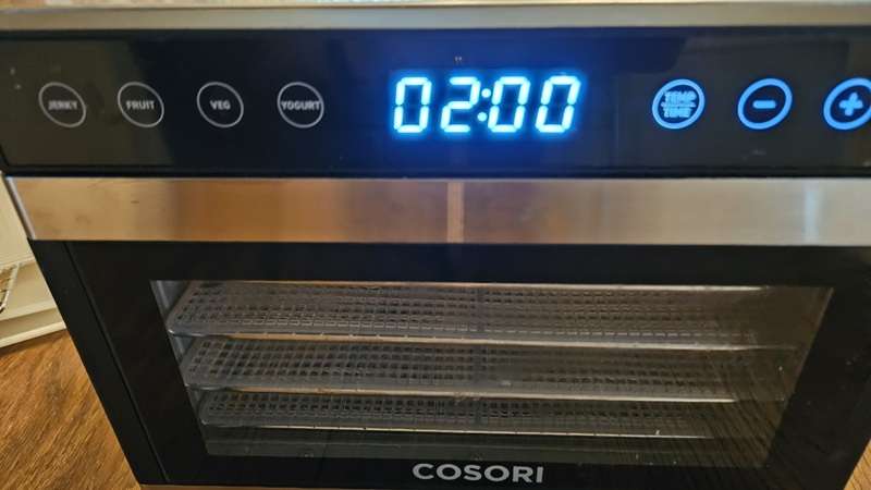 The Corsori mini-dehydrator set for 2 hours.