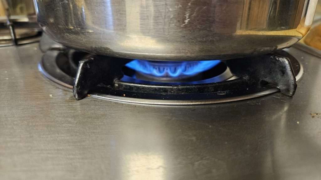 Pot on the stove, medium-high heat.