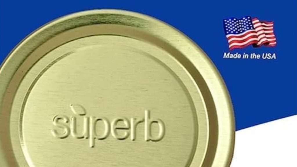 Superb canning lids packaging with "Made in the USA" and an American flag on the package.