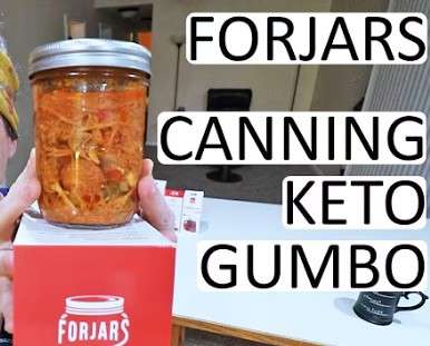 ForJars canning lids logo on YouTube thumbnail about canning gumbo.